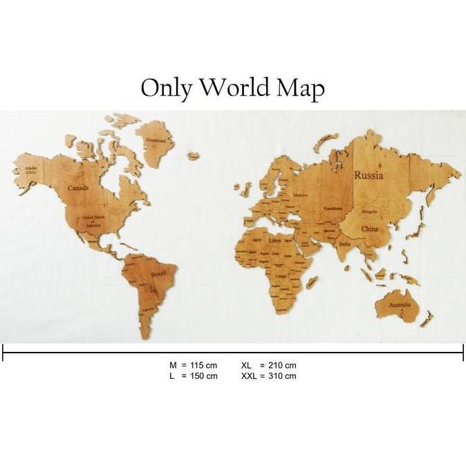 Peta dunia kayu (World Map Wood) / Dekorasi Hiasan Dinding