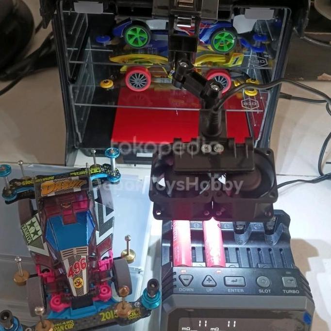 Kipas paddock fan charger tamiya dengan Lampu LED + Saklar