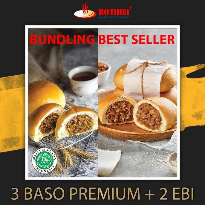 Glow- Bundling Best Seller 3 Baso Ayam Premium 2 Roti Ebi Pontianak Rotihui