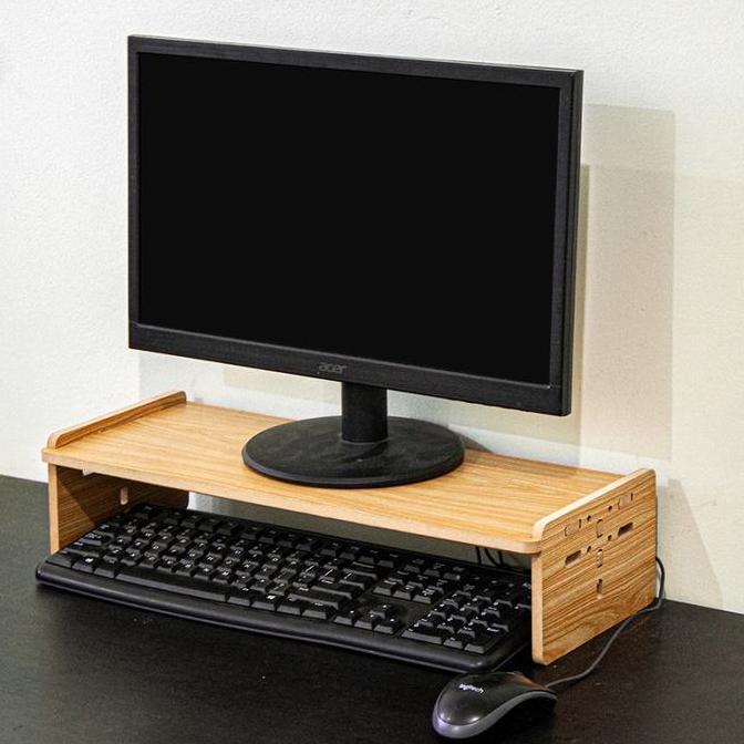 Meja Dudukan Monitor Kayu Bahan Premium Alas Stand Dudukan Monitor