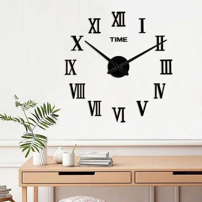 ANNG Jam Dinding DIY Tempel Tembok Ukuran Besar Angka Romawi DIY-106