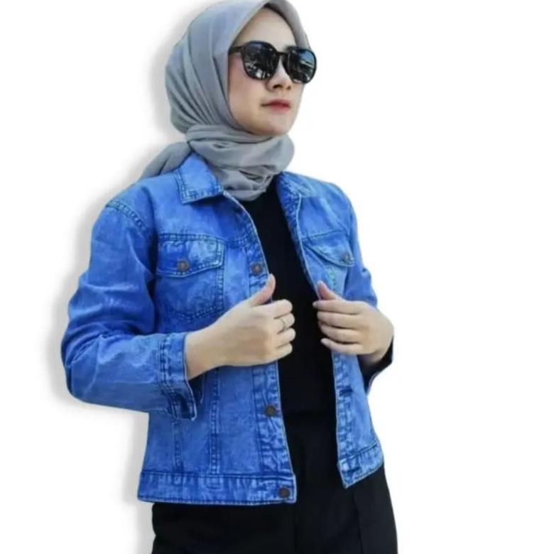GARANSI ( OVERSIZE ) JAKET JEANS WANITA HITAM SNOW // JAKET JEANS WANITA BIRU SNOW // JAKET JEANS WA