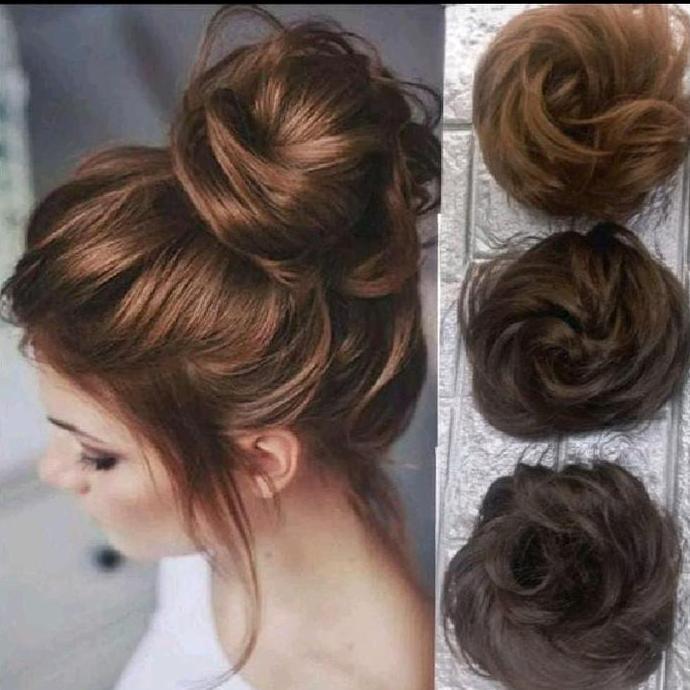 Byxt- Ikat Rambut Wig Rambut Palsu Konde Cepol Rambut Bervolume Untuk Pesta Karet Rambut Palsu Wig C