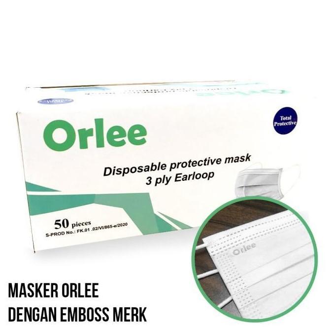Utsukushi- Masker 3 Ply Putih White Orlee Medis 3Ply Earloop