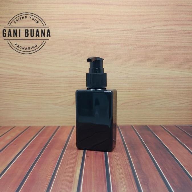 BOTOL PUMP 100ML KOTAK FULL HITAM
