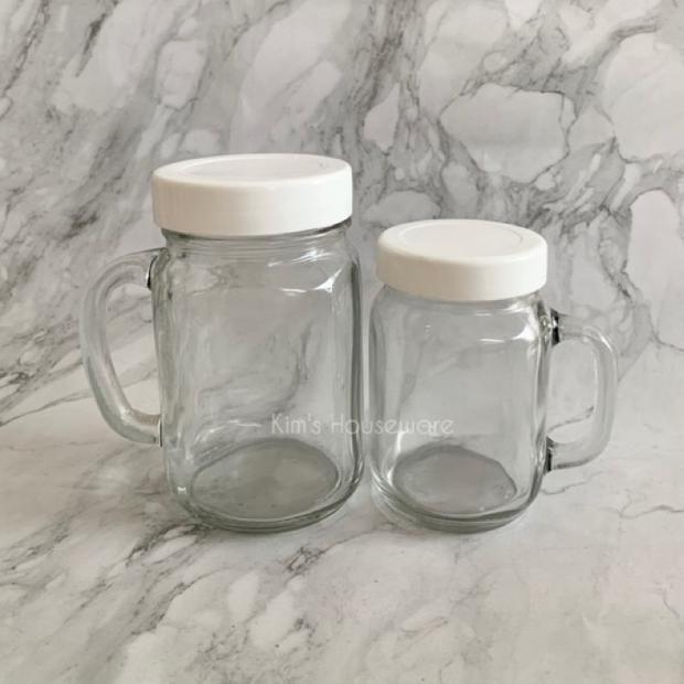 Gelas Kaca Jar Polos+Tutup (500Ml & 250Ml) Ready