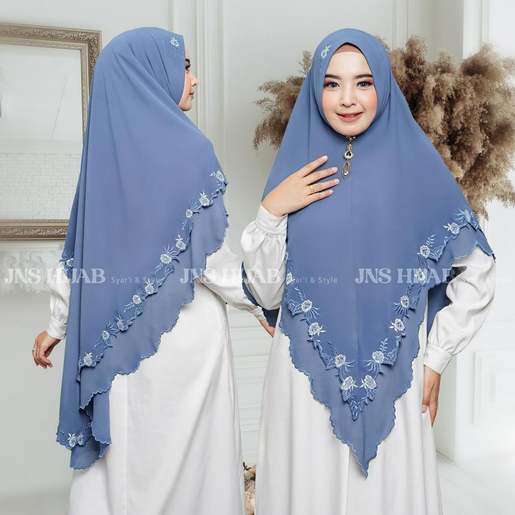 RECOMMENDED KHIMAR SYARI FULL BORDIR SEKELILING/KERUDUNG SYARI CERUTY BABYDOLL  BORDIR/HIJAB SYARI B