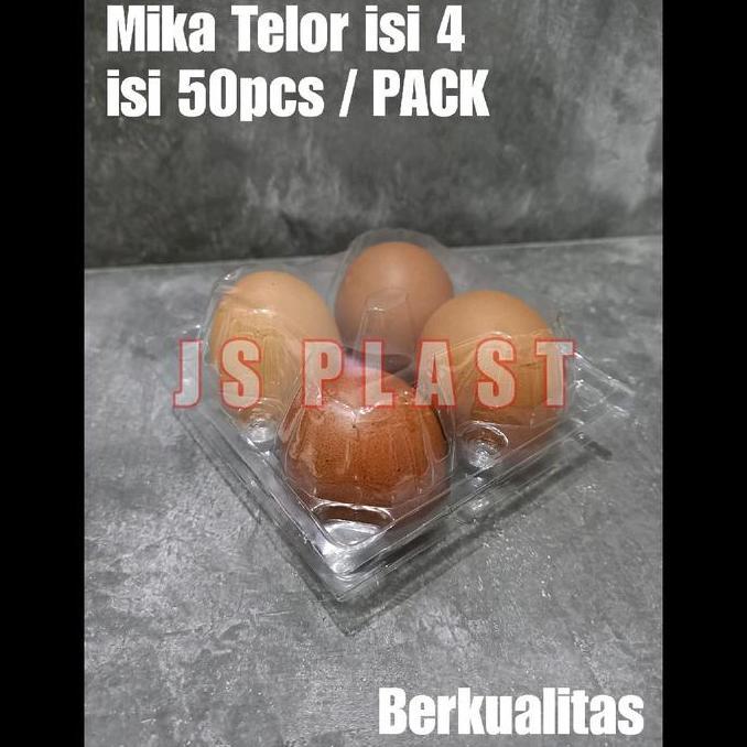 Ort- (Isi 50Pcs) Mika Tray Telur Isi 4 Slot / Packingan Telur - Mika Telur Isi 4