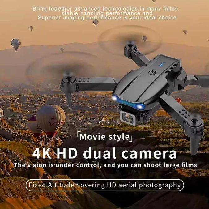 APX Drone Mini remot control rc pesawat Quadcopter Dual Camera 4K HD 50X Zoom Gesture 2.4GHz - E99