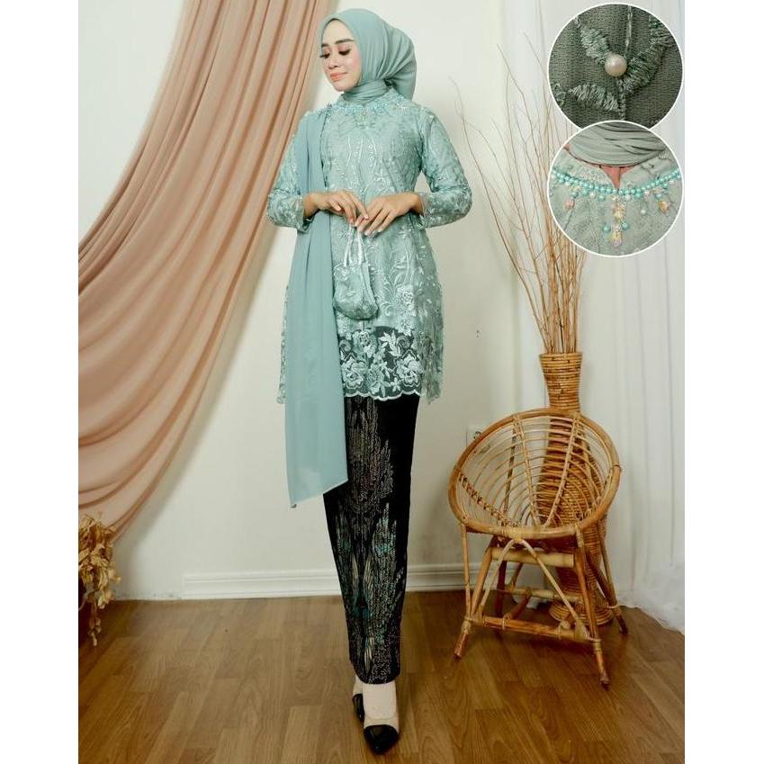 TUNIK SELENDANG PUTRI SET TUNIK SELENDANG ORIGINAL KEBAYA MODERN SET KEBAYA SELENDANG KEBAYA WISUDA 