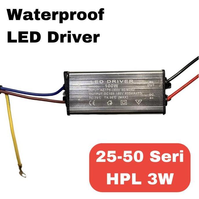 Lichtx- Led Driver Waterproof 100W 600 Ma Rangkaian Seri 25-50 Hpl 3W 600Ma