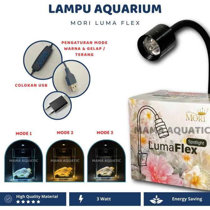 Promo Lampu Sorot Aquarium 3 Mode Lampu Led Spotlight Mori Luma Flex