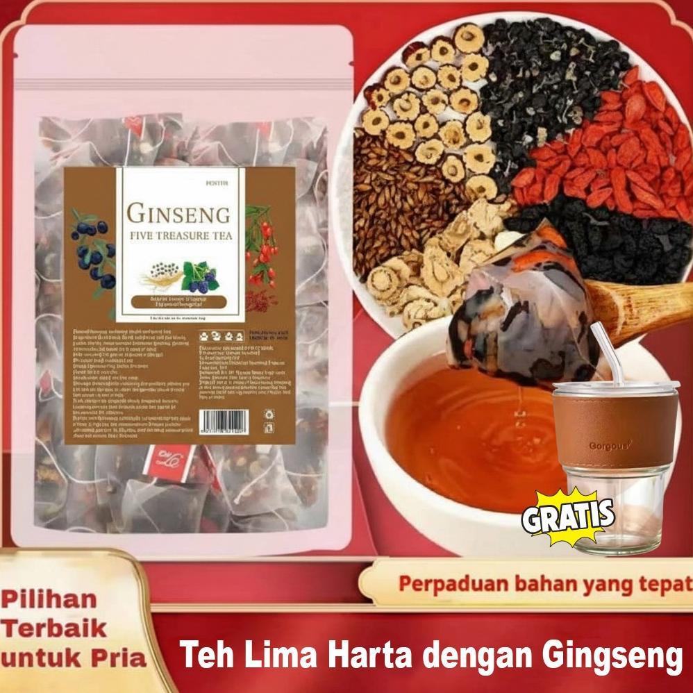 (Terbaru) [Beli 1 Gratis 1] Teh Lima Harta Dengan Ginseng 5g x 25pcs HALAL/ Bottle Teh Herbal Pengua