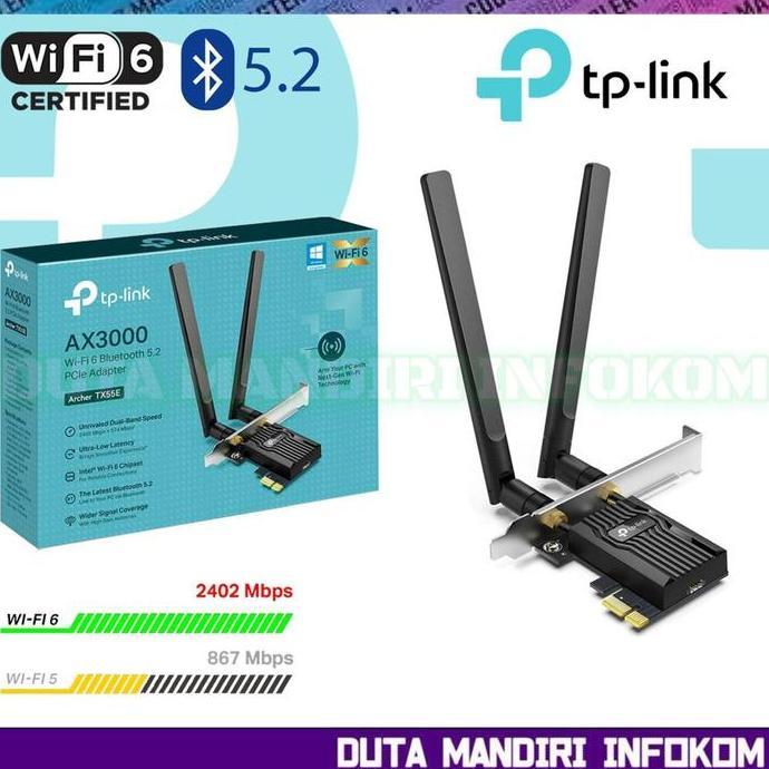 Promo Tp-Link Archer Tx55E - Ax3000 Wi-Fi 6 Wireless Bluetooth 5.2 Pcie Adapter I Tplink Archer Tx-5