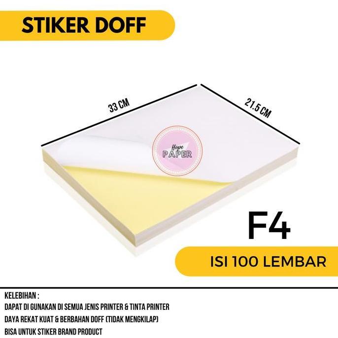 Packen- Kertas Stiker Hvs F4 - 100Pcs / Kertas Stiker / Sticker Hvs Doff