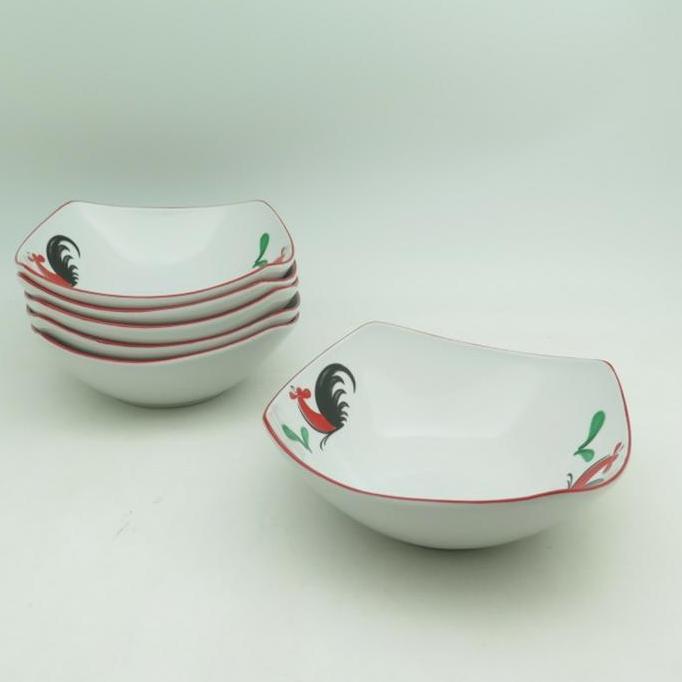 Mangkok persegi keramik/ Mangkok persegi ayam jago LM