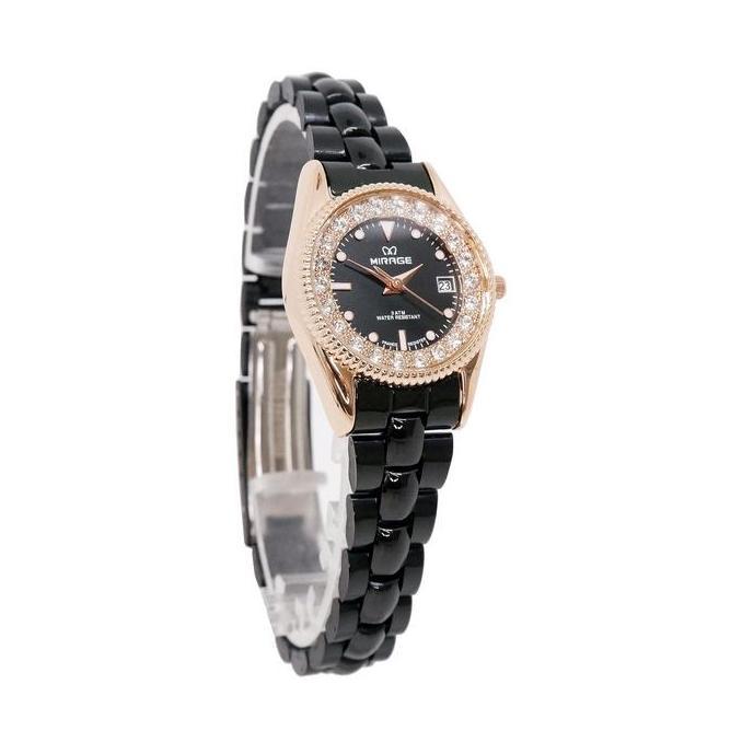 Frau- Mirage Watches - Jam Tangan Wanita Original Elegant Hitam Rosegold Rx Anti Karat Kaca Stainles