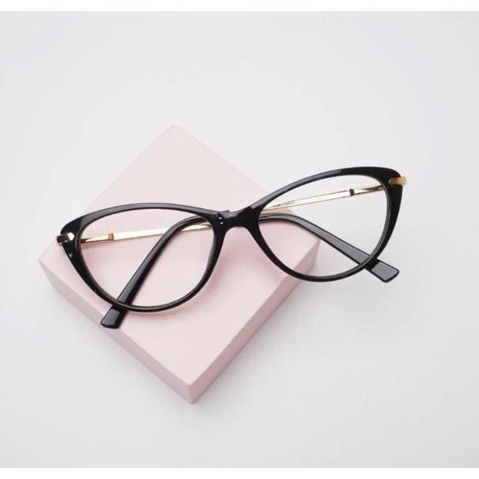 PROMO Kacamata Photocromic Anti Radiasi Wanita Fashion Cate eye kecil plastik warna:coklat frame & k
