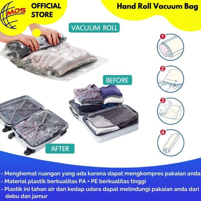 Plastik Vakum Bag Pakaian / Vacuum Bag Travel / Hand Roll Vacuum Bag