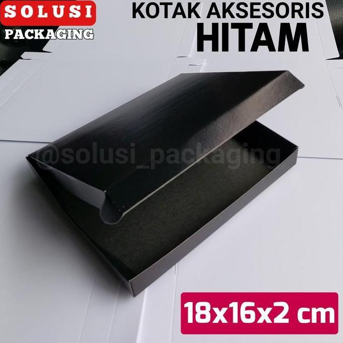 KOTAK HITAM 18x16x2cm KARDUS POLOS KARTON BOX HAMPERS DUS KAOS BAJU