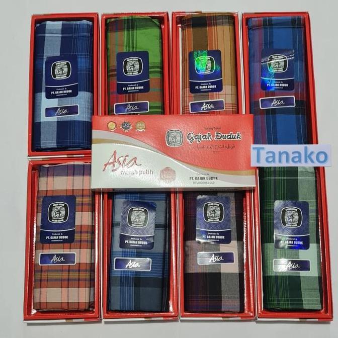 Kain Sarung Gajah Duduk Asia / Sarung Tenun dewasa motif kotak kemasan dus / Kain Sarung Pria / Gaja