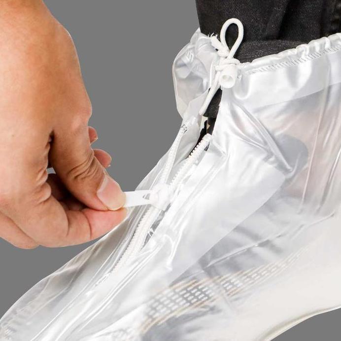 Rhodey Cover Pelindung Sepatu Bening Mantel Jas Hujan Sepatu Boot Motor Rain Cover Shoes PVC with Zi