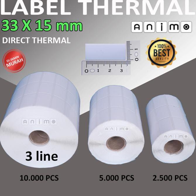 LABEL THERMAL 33X15 - Label Barcode Direct Thermal 33 X 15 mm - Stiker Thermal 33x15 - 2 Line - 3 lI