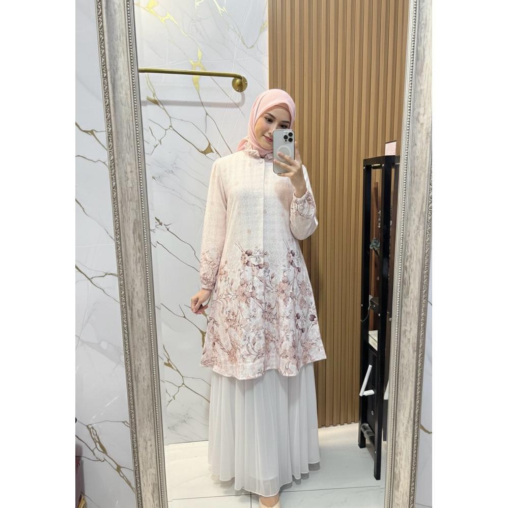 limited aluna tunik muslim wanita/ atasan tunik wanita lengan panjang/ bahan snowy