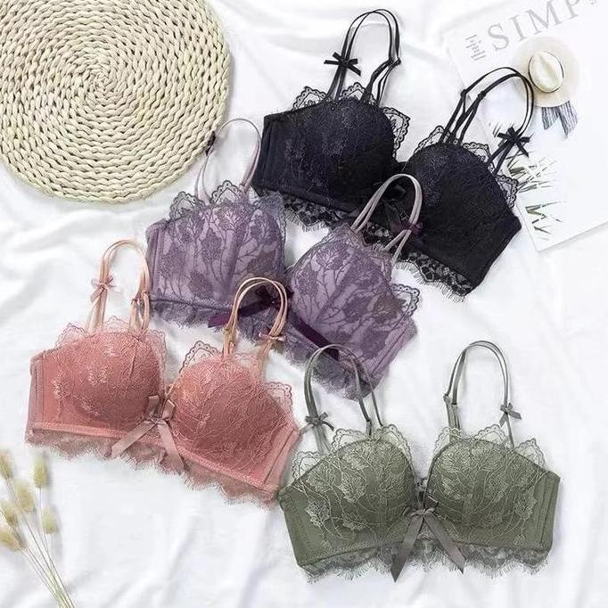Bra Motif Brokat BH Push Up Premium Japan Dengan Hiasan Renda Tanpa Kawat Wanita Nyaman 9030