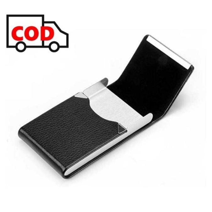 Kotak Bungkus Tempat Rokok Stainless Steel Cover Kulit Sintetis Elegan