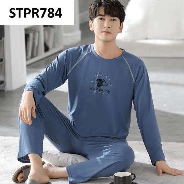 Piyama Pria Baju Tidur Pria Lengan Panjang Celana Panjang Polos