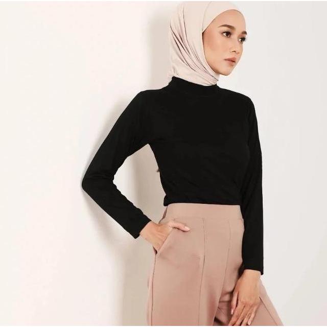 Uprelig- Manset Rayon Ukuran Jumbo / Manset Kaos / Manset Lengan Panjang Wanita Baju High Nyaman Tan