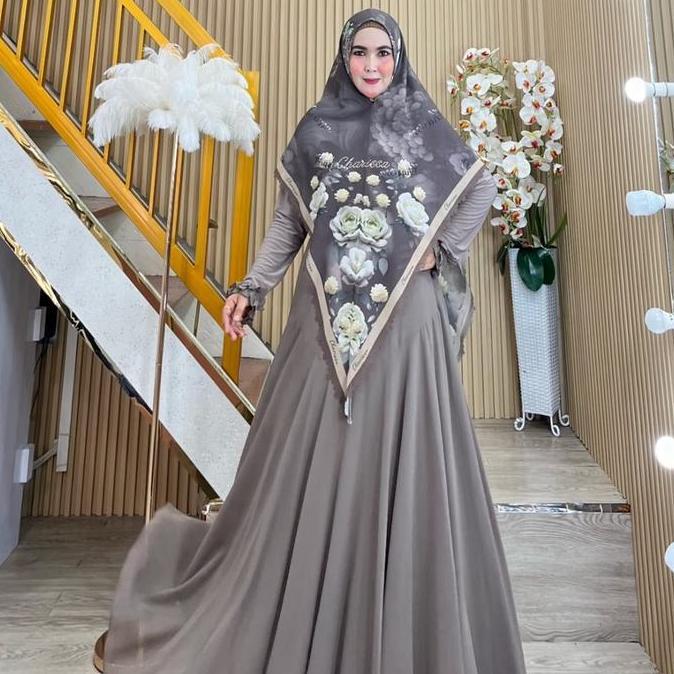 Uprelig- Laila Series Set Syari Printing Bunga Premium | Charissa SyarI | Gamis Mewah Lembut Cantik