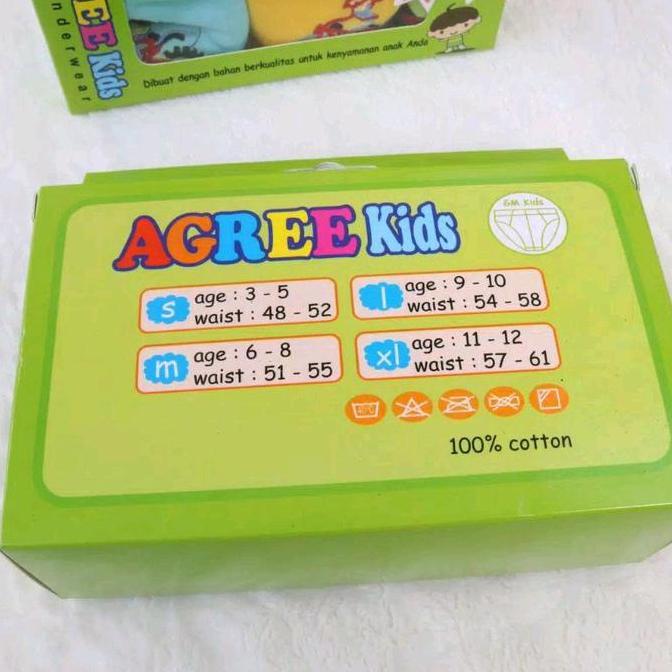 Clothes- 3Pcs_Cd Agree Kids Ak 017 Celana Dalam Anak Bordir M.L.Xl.Xxl / Cd Anak Cowo / Cd Agree Ak 
