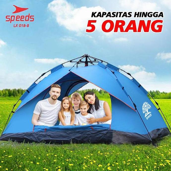 Tenda Camping 5 Orang Tenda Lipat Bahan Parasut Anti Hujan Outdoor 018-8