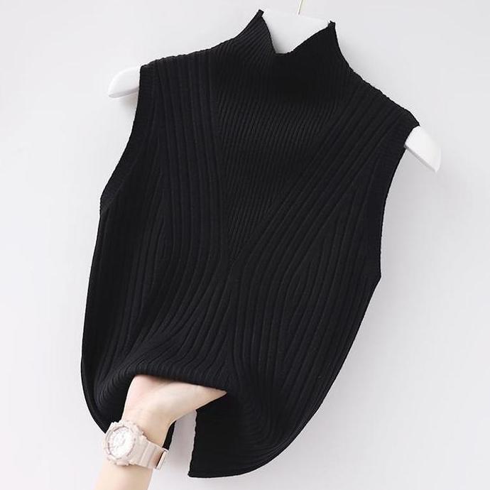 Uprelig- [Hallyu] Inner Rajut Wanita Baju Dalaman Premium | Manset Knit Tanpa Lengan Model Garis Ele