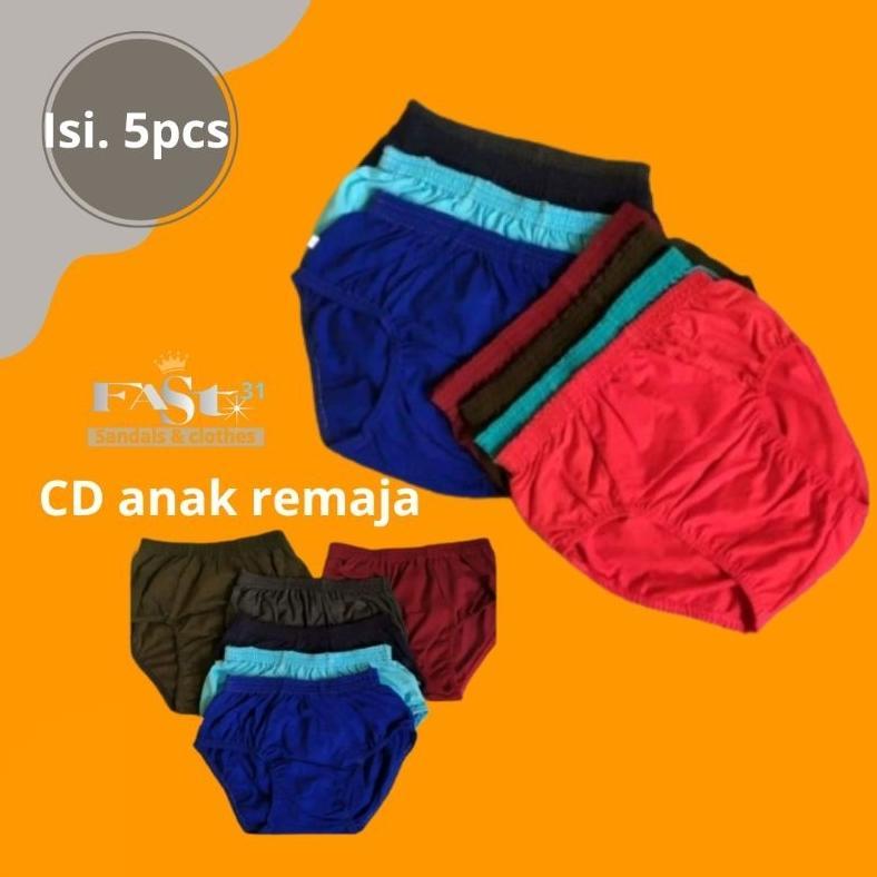 Terbaru 5 Pcs Celana Dalam Anak Remaja Sd/Smp Motif Polos Cd Anak Tanggung Laki-Laki Usia 7 Sampai 1