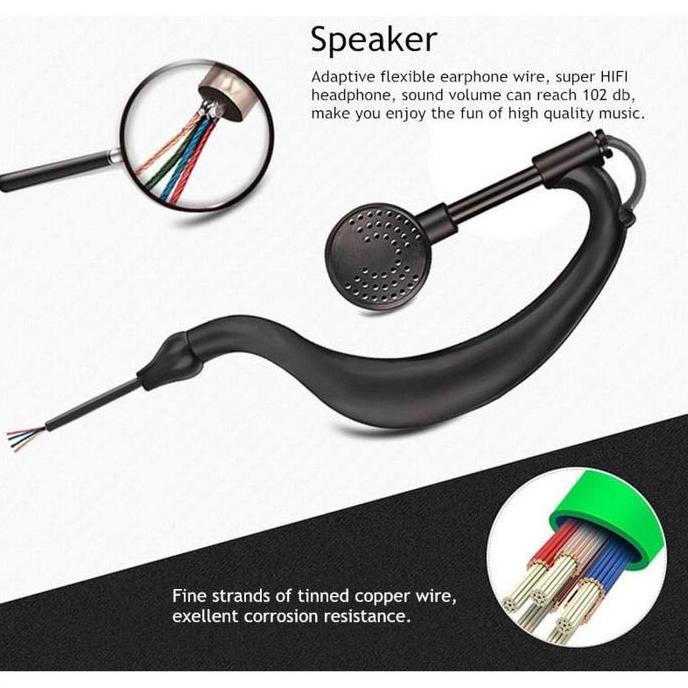 Lansung- Earphone Walkie Talkie Wln Kd C1 C50 C51 C56 Headset Ht Wln C1 Hitam