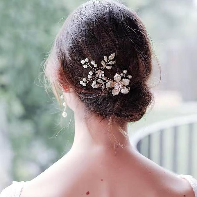 TERLARIS JEPITAN RAMBUT HIASAN RAMBUT PESTA BUNGA GOLD- AKSESORIS RAMBUT