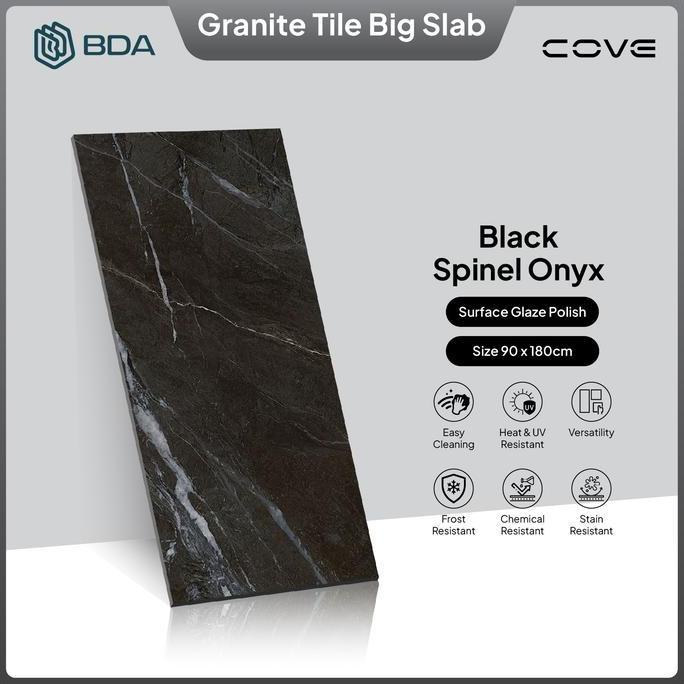 BDA Granite Tile Granite 90x180 keramik lantai keramik dinding big slab black spinel onyx TD