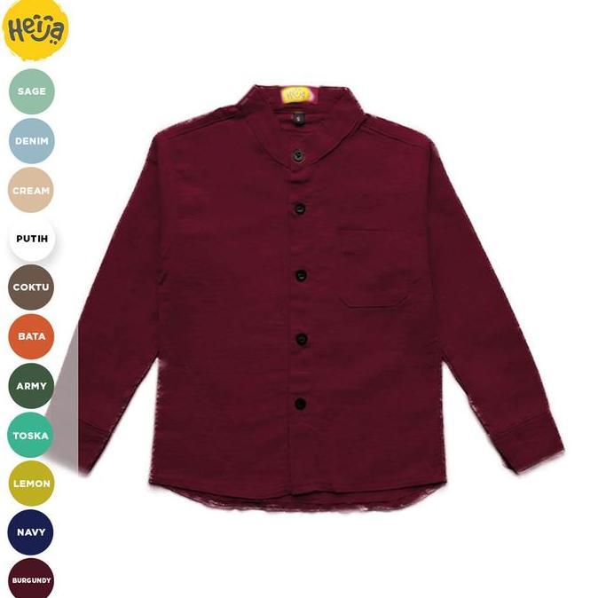 Otokonoko- Heija | Novus Burgundy - Kemeja Koko Anak Lengan Panjang Warna Merah Burgundy Ungu Katun 