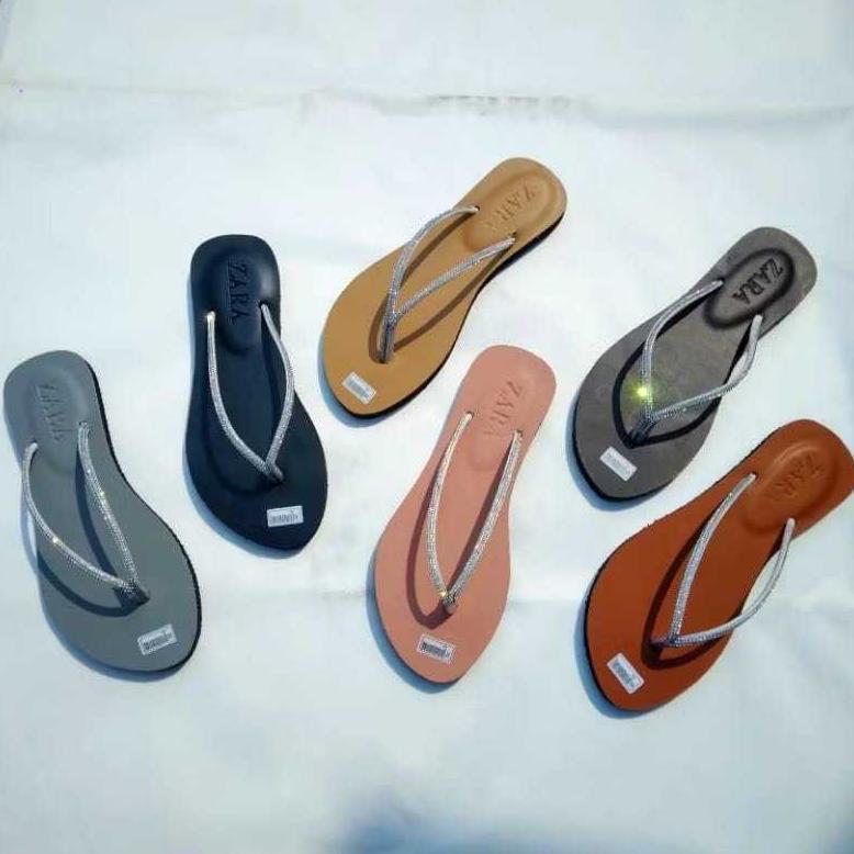 KUALITAS SUPER sandal flat wanita kualitas premium zara antislip tali double mutira sandalrend viral