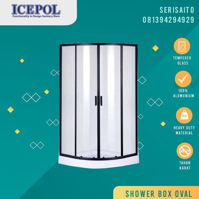 Shower Box Oval / Shower Screen Kaca + Shower Tray