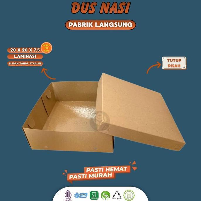 Dus Nasi Kotak 20x20 Laminasi Box Nasi 20x20 Kotak Katering (Isi 20 Pcs-BB5K4)