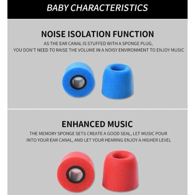 Rwd- Qkz T400 Earphone Tips Memory Foam Noise Isolating Memory Foam Eartips