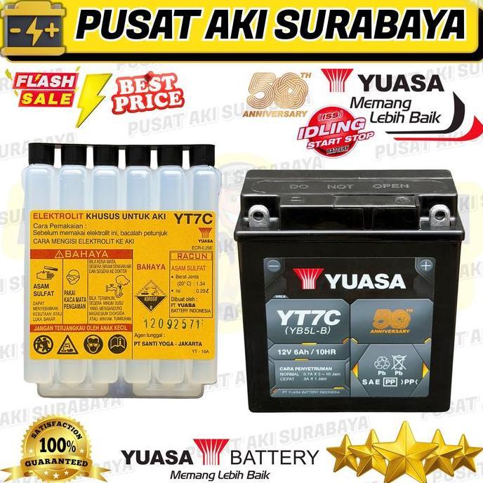 Promo YUASA YT7C AKI SEMI KERING ASTREA GRAND SUPRA FIT F1ZR SHOGUN 110 SMASH TITAN MEGAPRO PRIMUS M