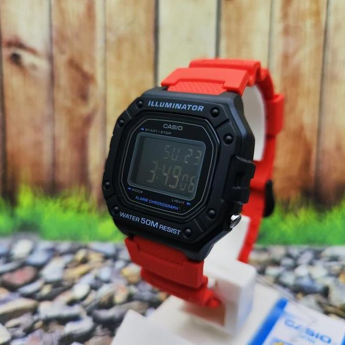 CASIO Digital Jam Tangan Pria Strap Karet W-218H Custom Original