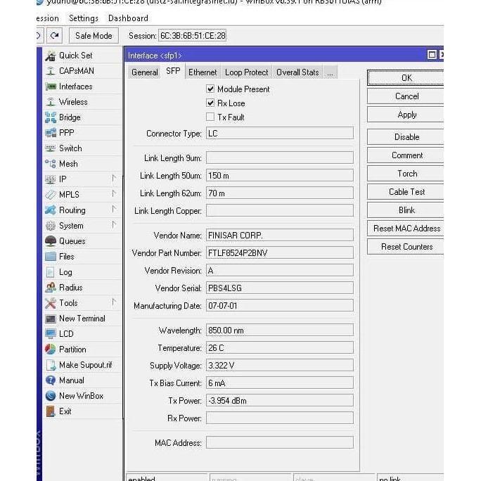 Ready Finisar FTLF8519P3BNL for Mikrotik RB3011 UiAS-RM & CCR1009-8G-1S
