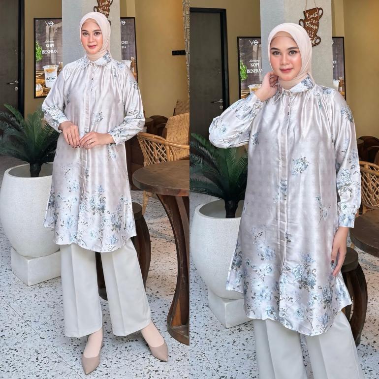 WAJIB PUNYA Haliza Tunic [LD110 & LD120] Tunik Motif Print Armani Silk Premium | Atasan Jumbo Wanita