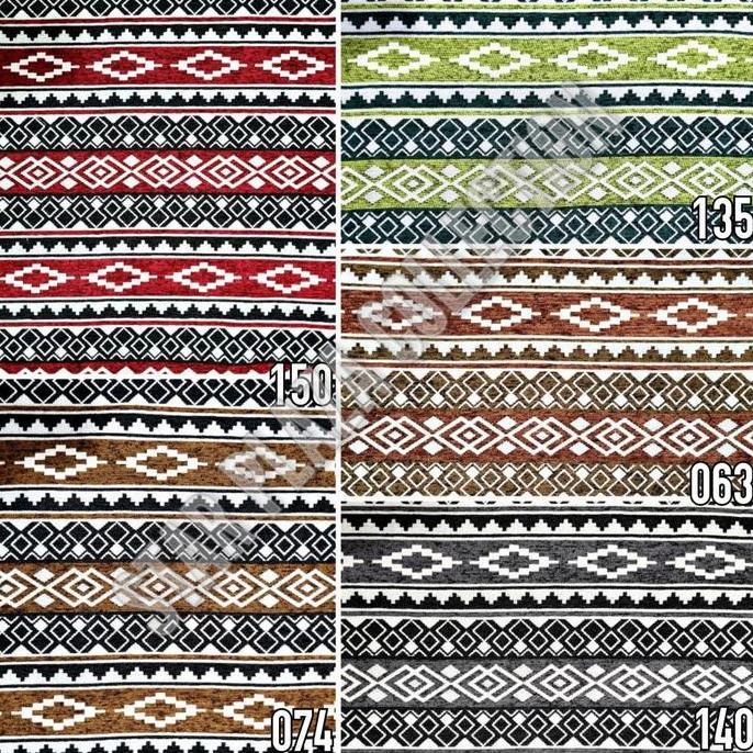 Kain Chenille Sofa / Kursi Jok Tebal Motif Salur Klasik Ethnic - Seine